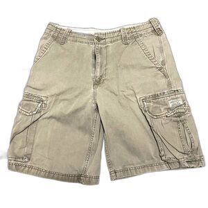 Vintage Aeropostale Y2K Authentic Cargos Tan Baggy Shorts Size‎ 34 Waist